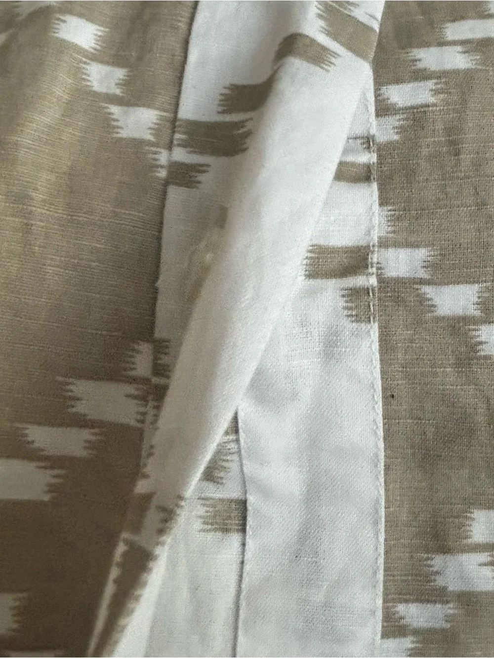 Neutral Beige and White Geometric Duvet cover and 2 pillows set linen cotton